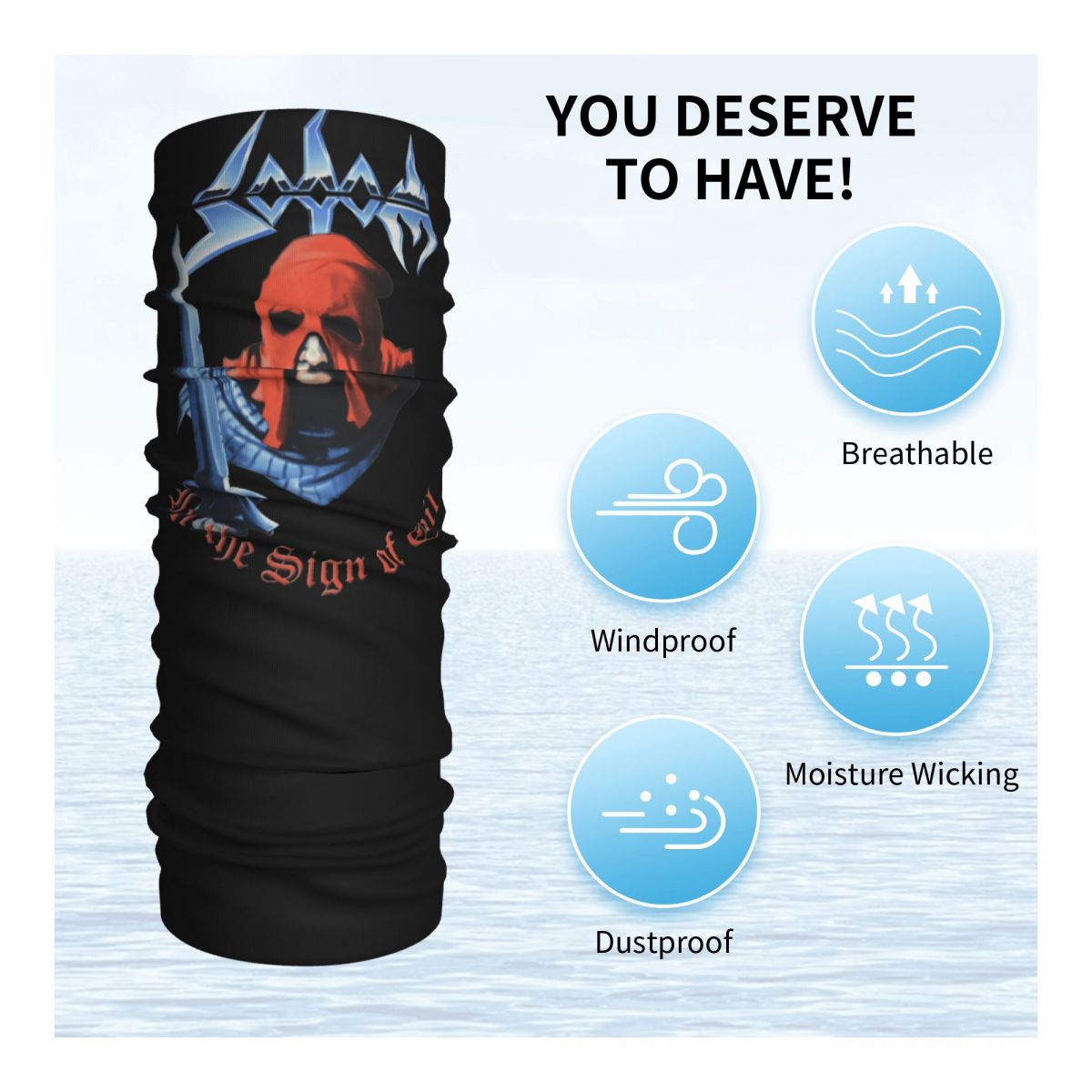 Bandana cachecol máscara facial, Ski Windproof Magic Scarf, Sodoma no Sinal do Mal, Banda de capa do álbum, Gaiter pescoço, Banda