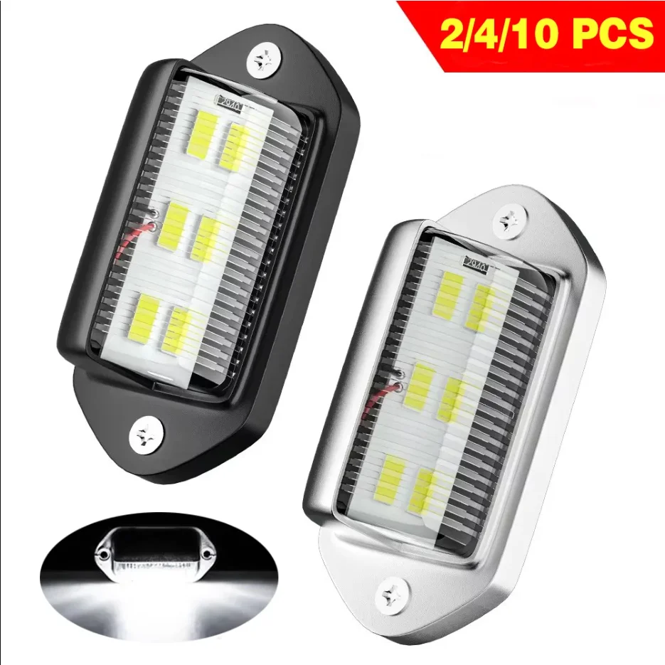 2 pçs 6 led luz da placa de identificação do carro para suv caminhão reboque van tag passo lâmpada lâmpadas brancas produtos do carro luzes da placa de licença