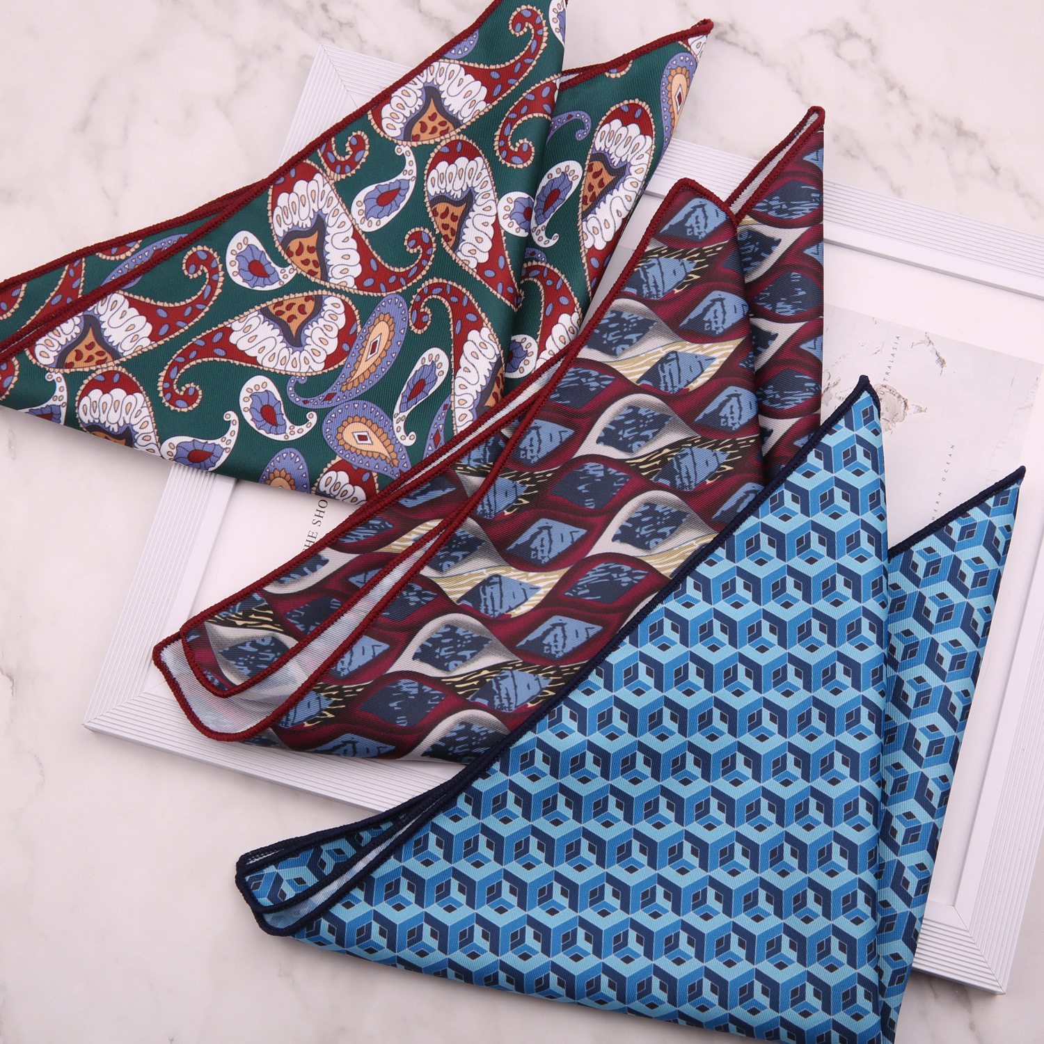 2Pcs männer Tasche Handtuch Brust Taschentuch Business Anzug Bräutigam Digital einseitig Gedruckt Große Quadrat