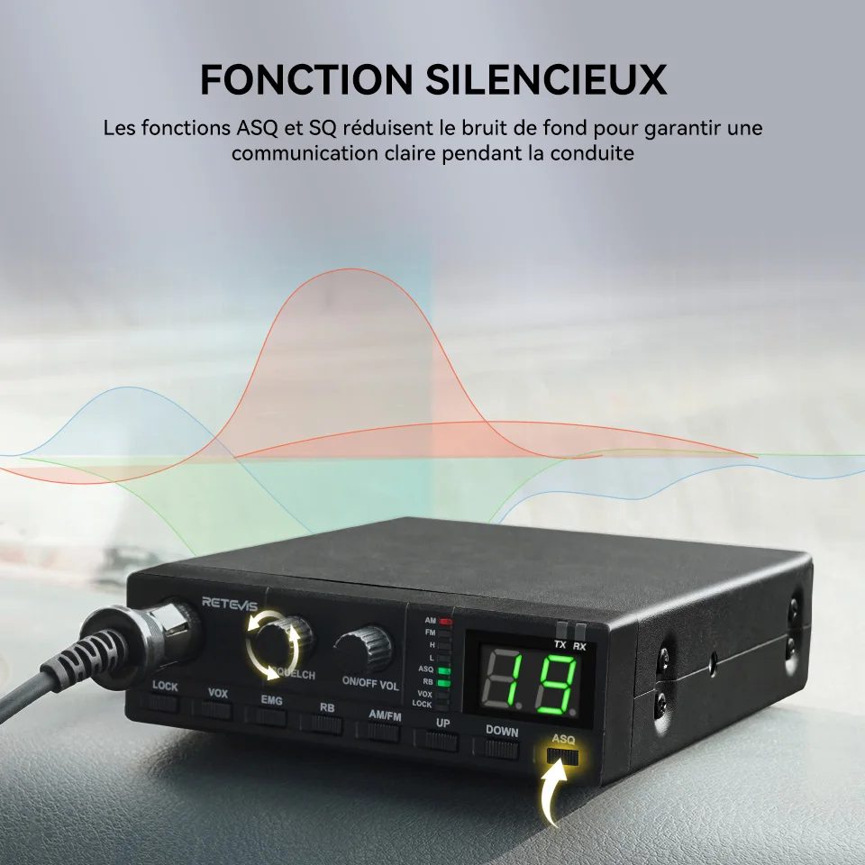 RETEVIS-Communicateur radio mobile pour voiture CB, AM, FM, 27MHz, déterminer CB Radio, canal instantané, 9/19 radios longue portée pour camionneurs, MB62