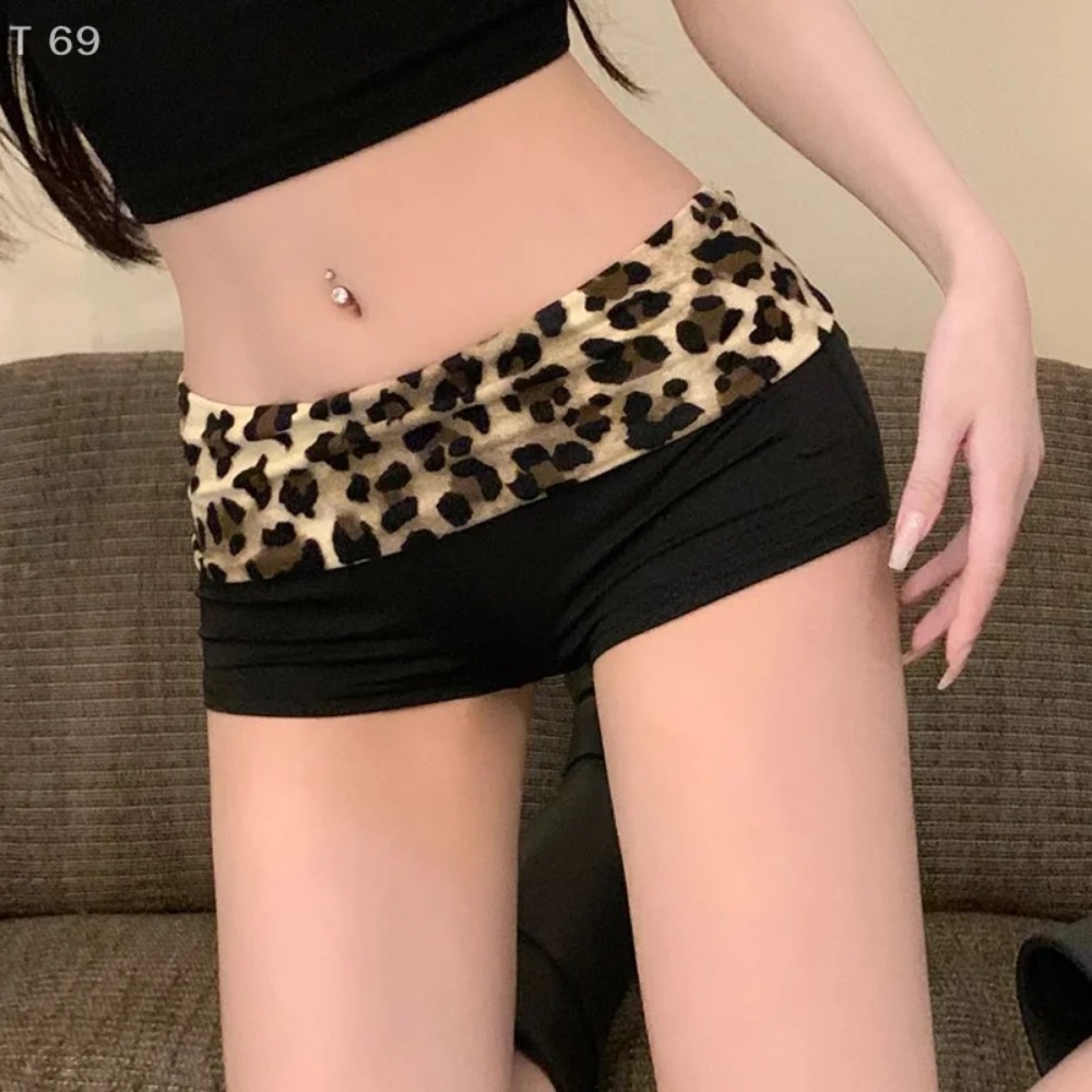 Color Blocking Luipaardprint Casual Broek Dames Zomer Nieuwe Lage Taille A-lijn Broek Pittige Shorts Hip Lifting Hot Pants