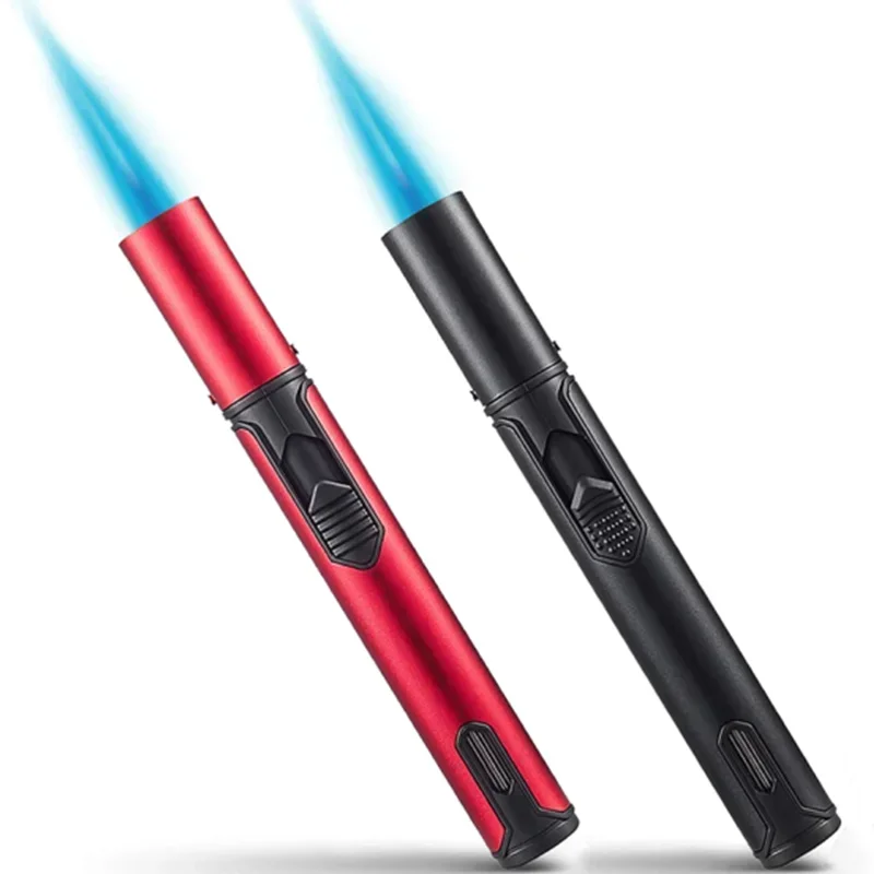 Linterna de Metal a prueba de viento para hombres, encendedor recargable, llama de chorro, encendedor de butano, cocina, barbacoa, vela, Gadget de Camping, nuevo