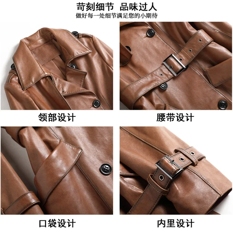 女性のための本革のジャケット,シープスキンコート,長いウインドブレーカー,新しいファッション,秋と冬,lq507,2022