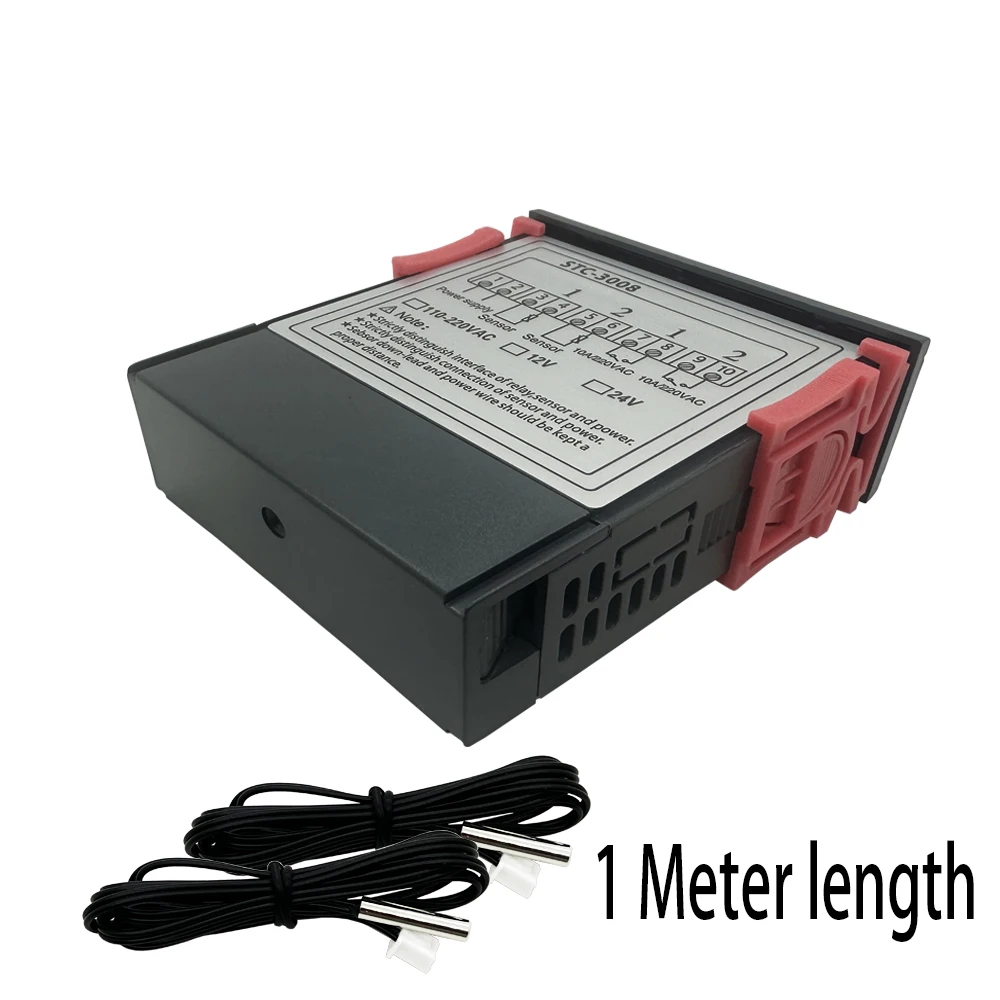 Dual Digital STC-3008 Temperature Controller Two Relay Output Thermostat Heater with Probe 12V 24V 220V Home Fridge Cool Heat
