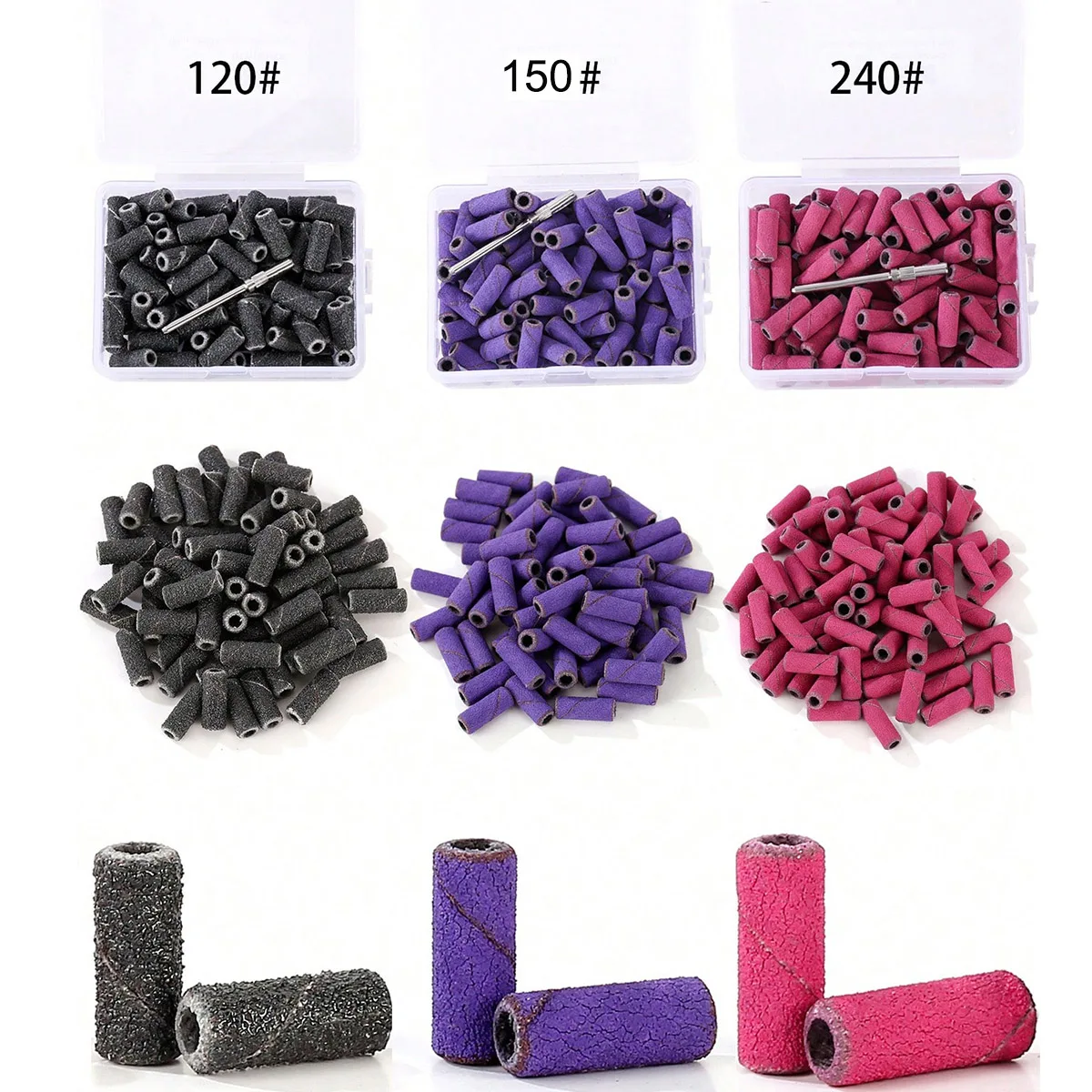 100 Uds. Mini kits de bandas de lijado de 3,1mm, brocas para uñas, juegos de mandriles, accesorios eléctricos para manicura, herramienta para eliminar la piel muerta