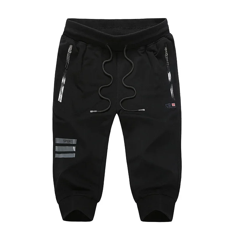 Longo três quartos calções masculinos algodão elástico verão bermuda masculino 3/4 bezerro tamanho grande mais grande 6xl 7xl 8xl 9xl manguito abaixo do joelho
