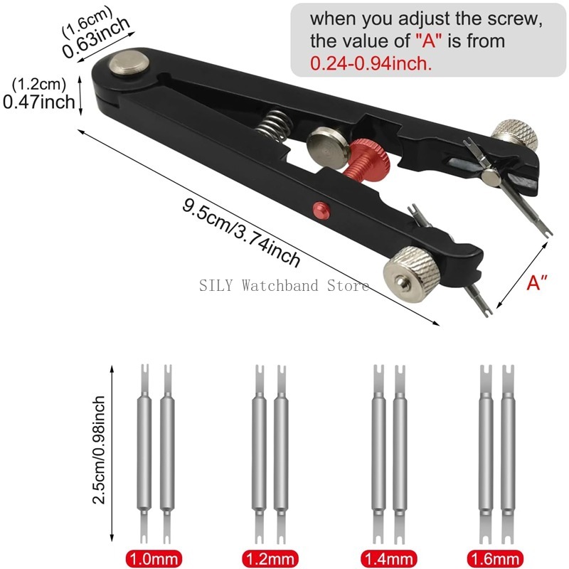 เครื่องมือถอดสายนาฬิกาอะลูมินัมอัลลอยซ่อมแซมสายรัดข้อมือคีมสปริงบาร์คีม6825 V-shaped adjuster 10 Pins