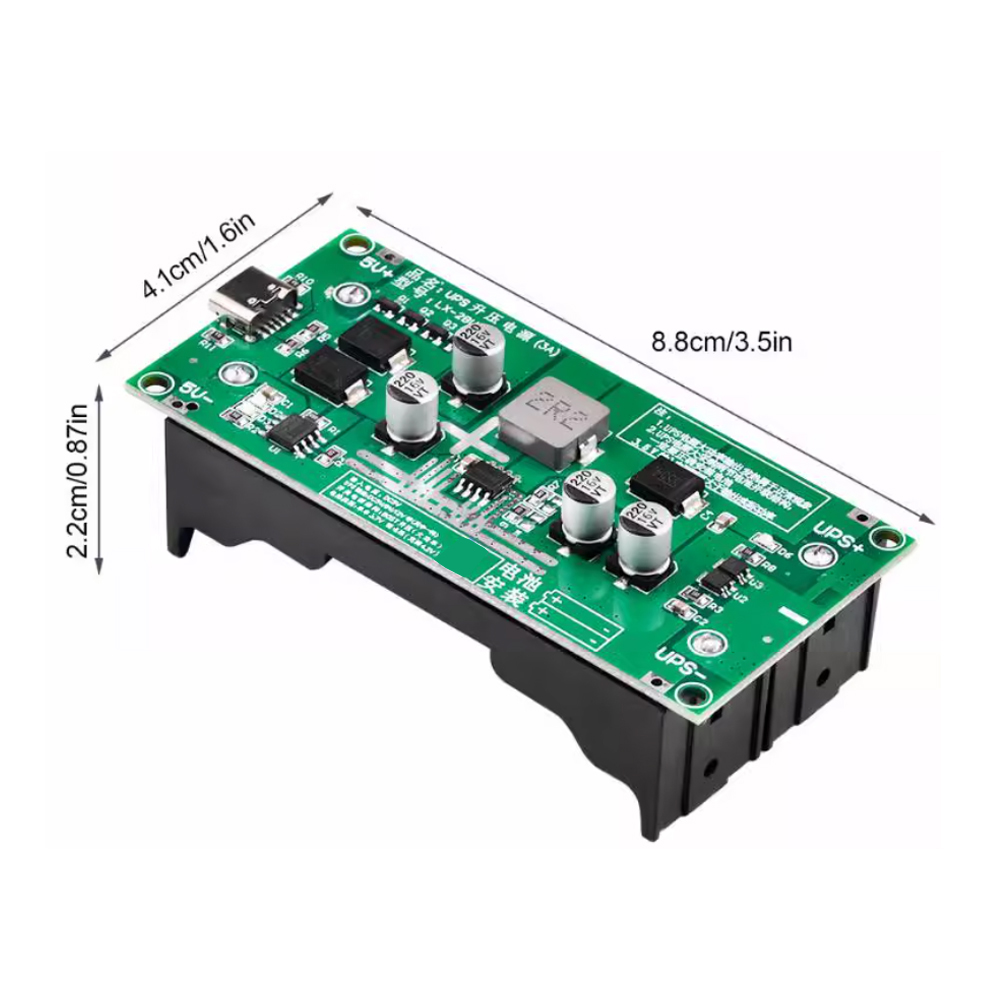 Módulo de cargador de batería de litio tipo C 15W 3A 18650 DC-DC elevador carga rápida UPS fuente de alimentación/convertidor 5V 9V 12V
