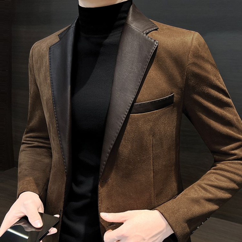 Single Breasted Splicing New In Jacket for Men Vintage Coats Luxury Designer High Quality Spring Clothes Man Suits and Blazers