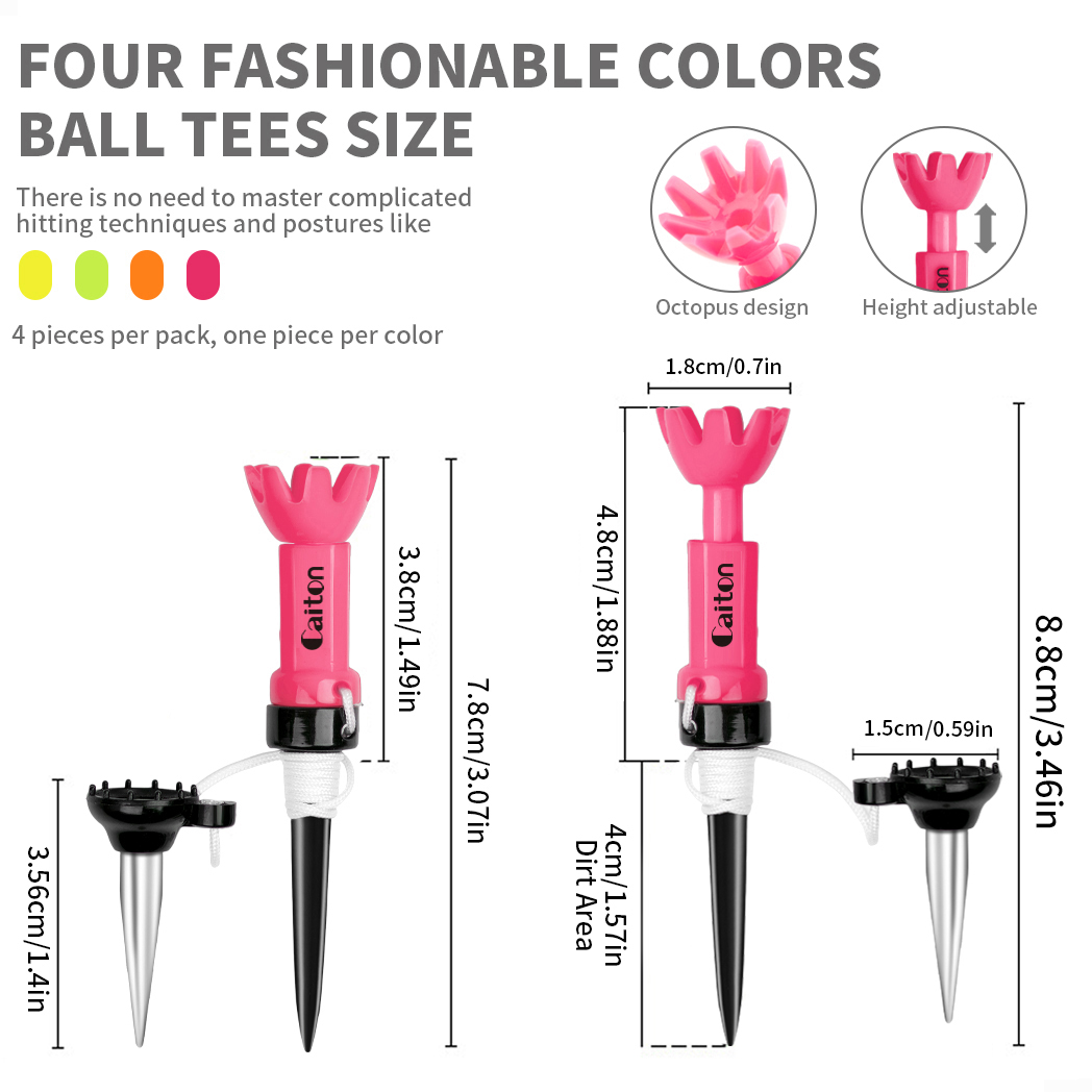 Camiseta de golf Caiton de 4 colores con altura ajustable – 78-88 mm, 360 °   Giratorio, diseño de pulpo, estable y duradero, resistente a los golpes.