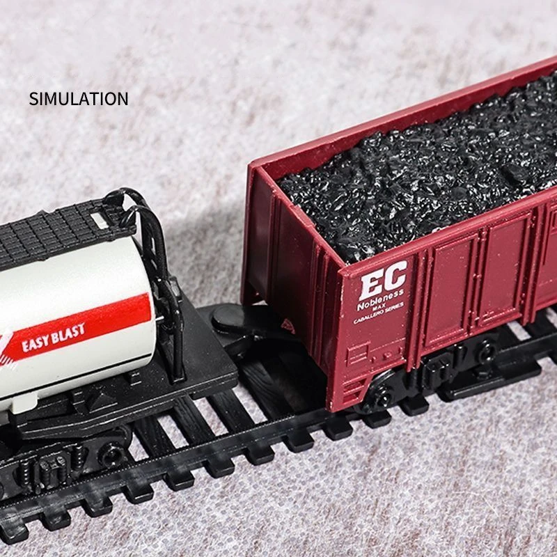Brinquedo clássico de trem de carga ferroviária, conjunto elétrico de trilhos de trem de natal com faixas leves, modelo de brinquedos para crianças, presente para crianças