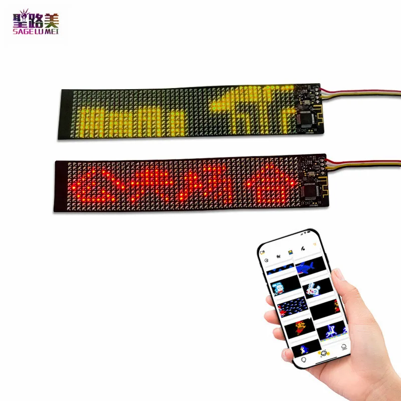 Bluetooth Có Thể Lập Trình Linh Hoạt Module LED Ứng Dụng Điện Thoại Pin Điều Khiển Mềm Mỏng Màn Hình Hiển Thị Màn Hình Cho Mũ Túi Áo Thun Mặt Nạ DIY