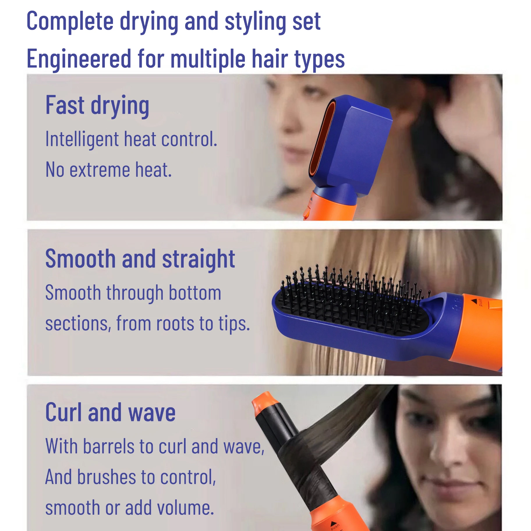 6 em 1 modelador de cabelo novo secador de cabelo suave para cabelo 6 em 1 modelador de cabelo com barril de ondulação escova de ar quente ferramenta de estilo multisttyler