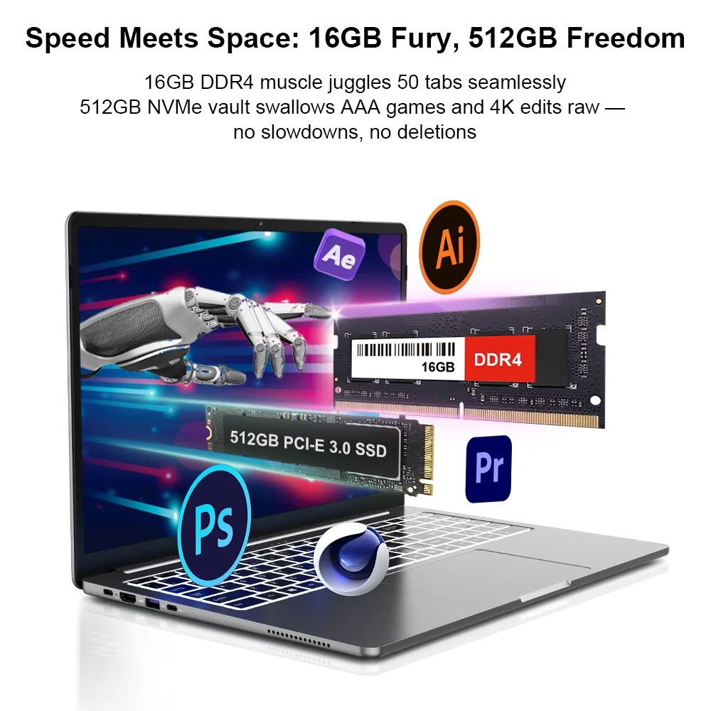 Ninkear A15 Pro Laptop 16" IPS 2.5K FHD AMD Ryzen5 5500U Notebook 16G DDR4 + 512GB 54Wh Batteria Windows11 PRO Computer