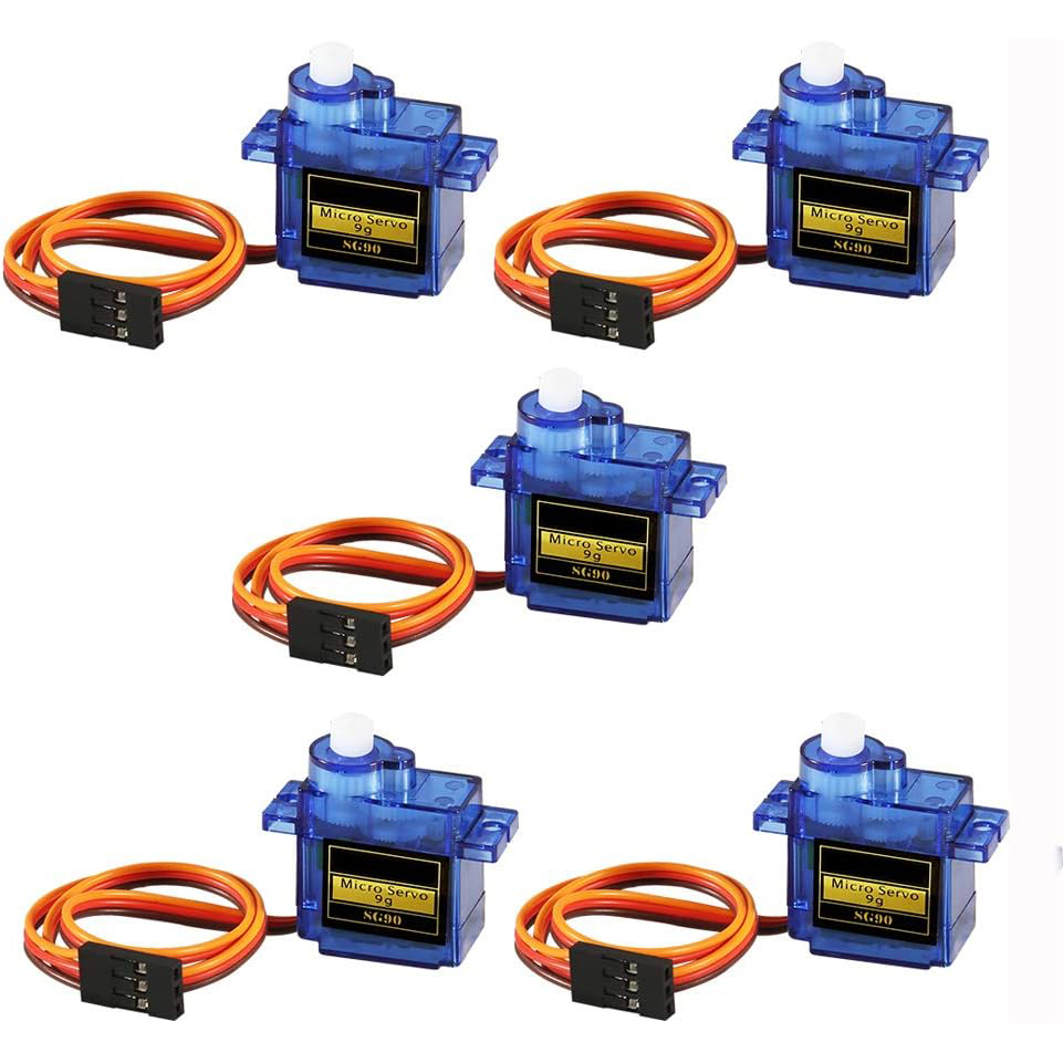 5 Stück SG90 Micro-Servomotor Mini-Servo SG90 9 g Servo-Kit kompatibel mit RC Hubschrauber Flugzeug Auto Boot Roboter
