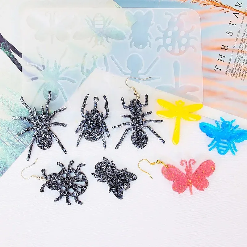 สัตว์ต่างหูแม่พิมพ์พวงกุญแจ Spider Gecko แม่พิมพ์ซิลิโคน DIY อีพ็อกซี่เรซินแม่พิมพ์จี้เครื่องประดับทําสัตว์งานฝีมือตกแต่ง