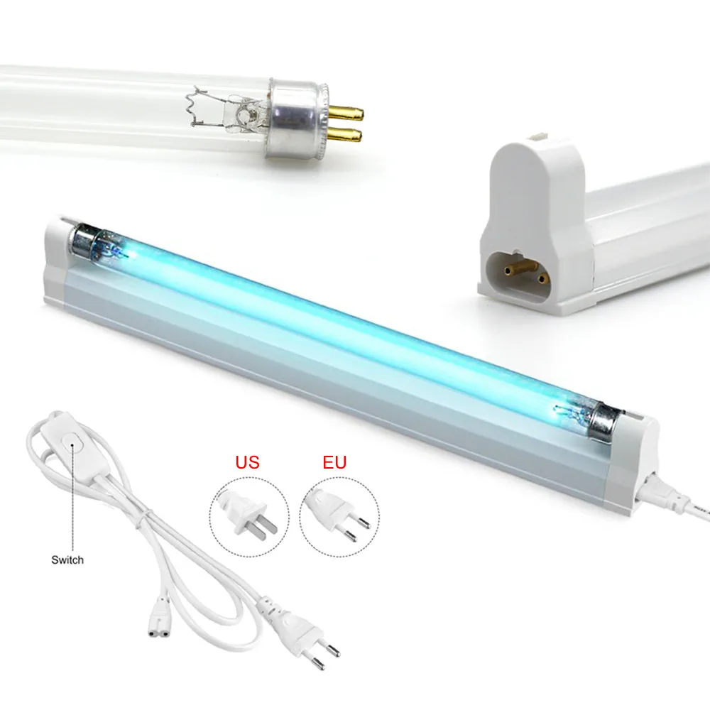 220V 110V Ultraviolet Germicidal Lamp T5 Tube 6W 8W UVC Ozone LED Quartz Sterilizer UV Bactericidal Light for Home / Hospital