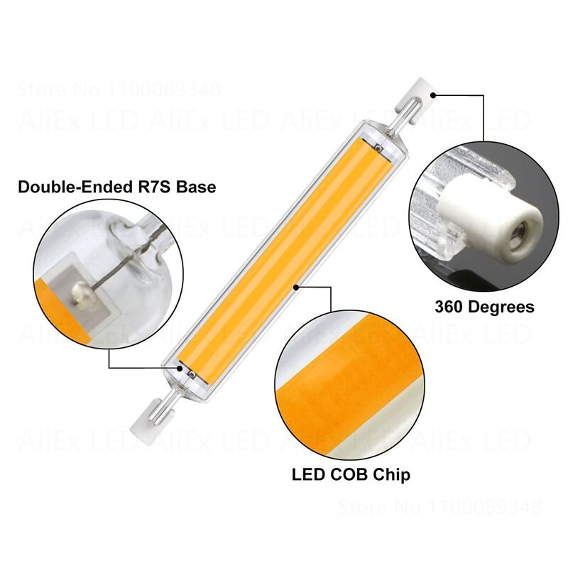 LED R7S Glas COB Schlauch Lampe 78MM 118MM Mais Lampe 110V 220V High Power J78 J118 ersetzen Halogen Licht Lampadas LED R7S Glas