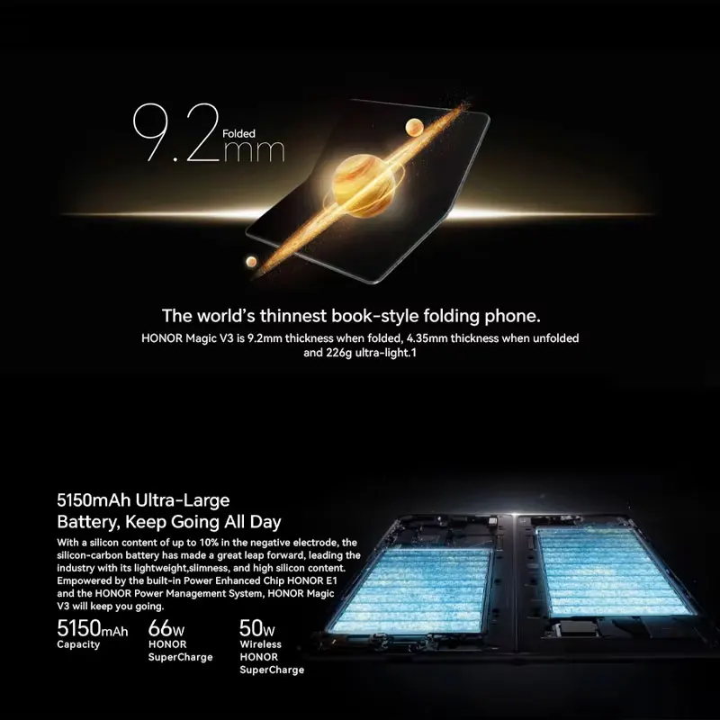 Original Global Version Honor Magic V3 5G Foldable Phone Snapdragon 8 Gen 3 7.92" LTPO OLED 120Hz Display 50MP Camera 5150mAh