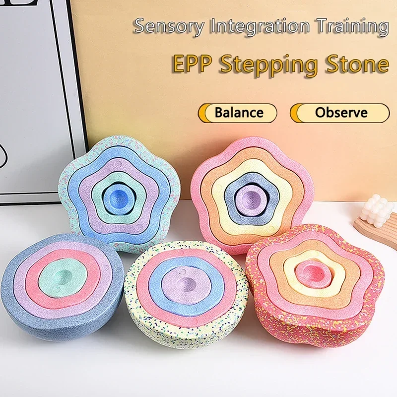 EPP Balance Stepping Rainbow Stone ของเล่นเด็กกีฬา Touch Sensory Integration การฝึกอบรมสัมผัส Sensing อุปกรณ์เกมกลางแจ้ง