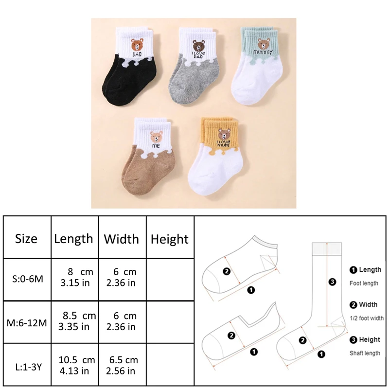 5 pares de calcetines de bebé calcetines tobilleros elásticos de corte bajo calcetines infantiles para recién nacidos niños niñas calcetines de bebé