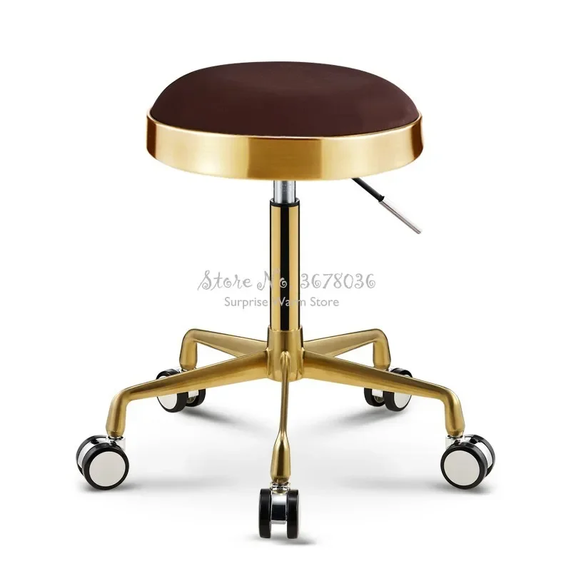 Stainless Steel Brushed Lifting Stool Explosion-proof Barber Bench Hairdressing Salon Rotating Chair Master Stool