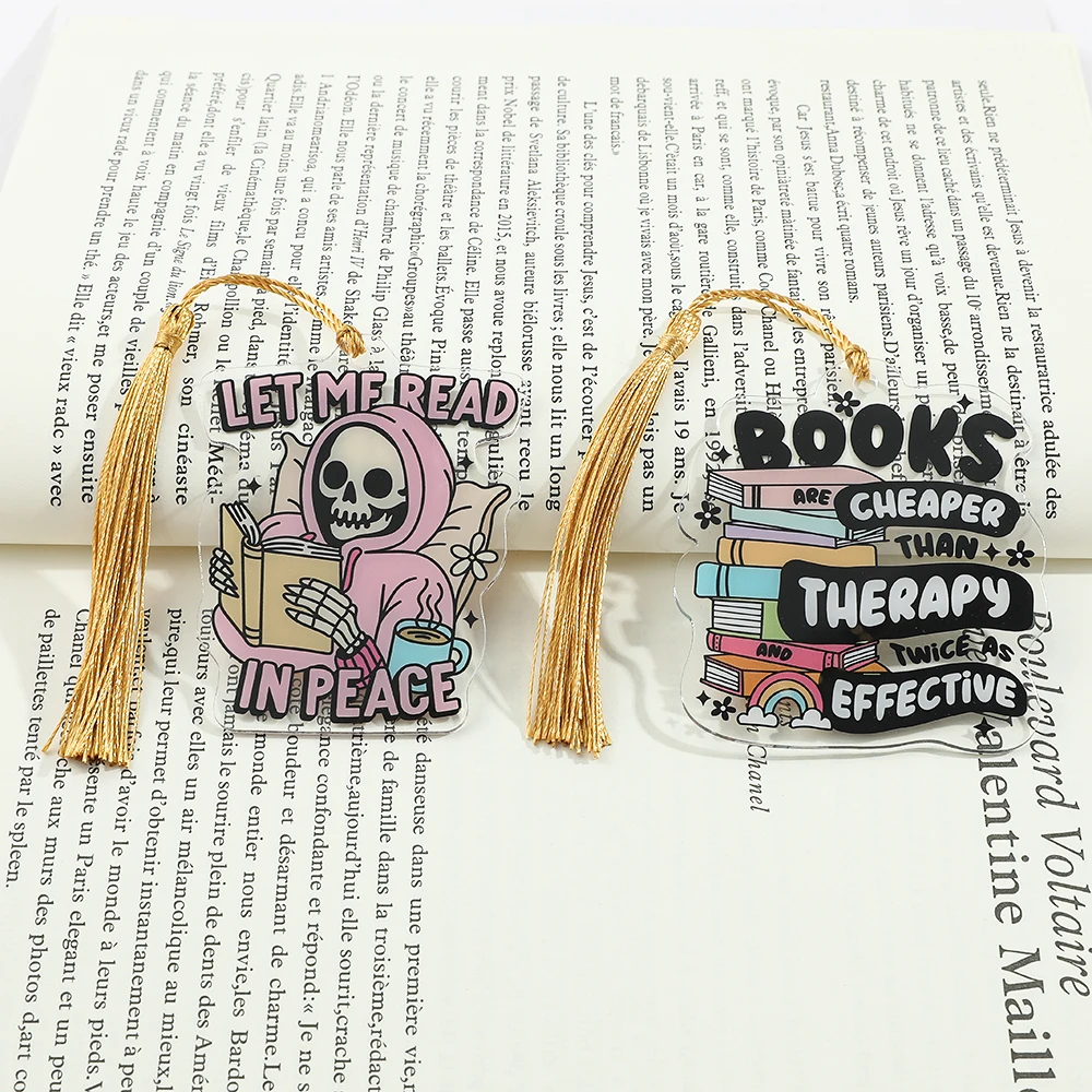 Marcadores de libros de calavera divertidos, marcadores de lectura, marcapáginas acrílicos, amigos, niñas, profesores, papelería para niños, suministros escolares, 1 ud.