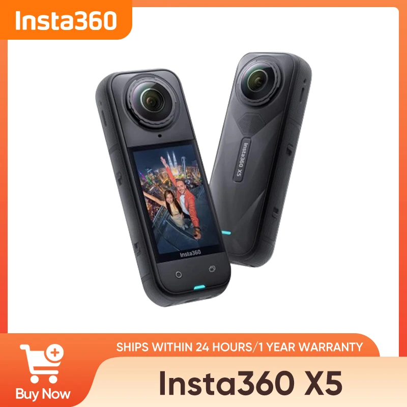 Insta360 X5 Waterproof 8K 360° Action Cam Lenses8K 30fps 360° Video X5 Action Camera Wind Guard 185mins New original