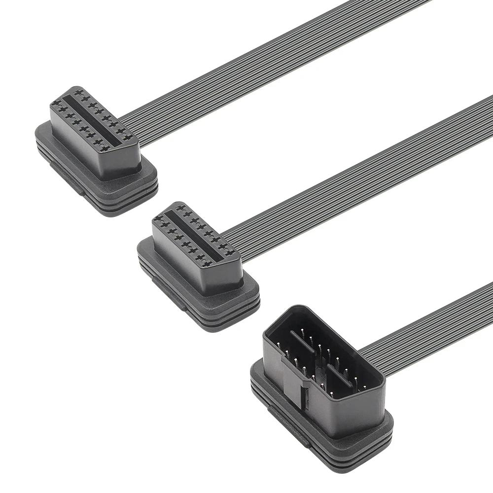 30cm obdii extensão conector duplo y divisor obd2 16pin macho para fêmea conexão plana + fino como uso de macarrão com elm327