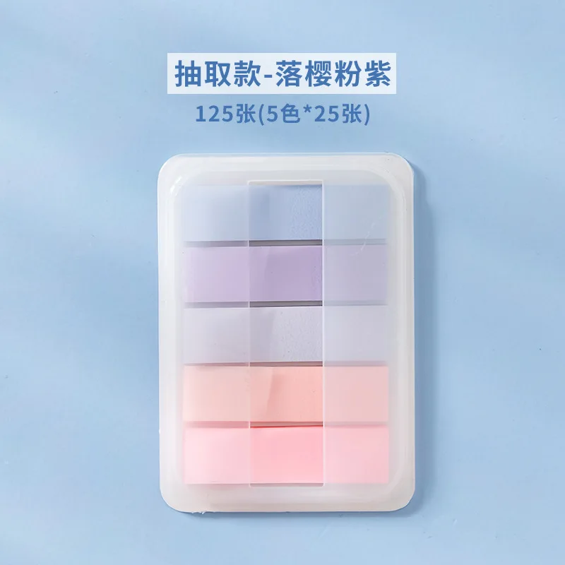 สติกเกอร์ใส PET 1 ชิ้น สติกเกอร์โน้ตแบบมีกาวในตัว สีโมรันดี ขนาด 5 * 20 อุปกรณ์สำนักงาน กระดาษโน้ต