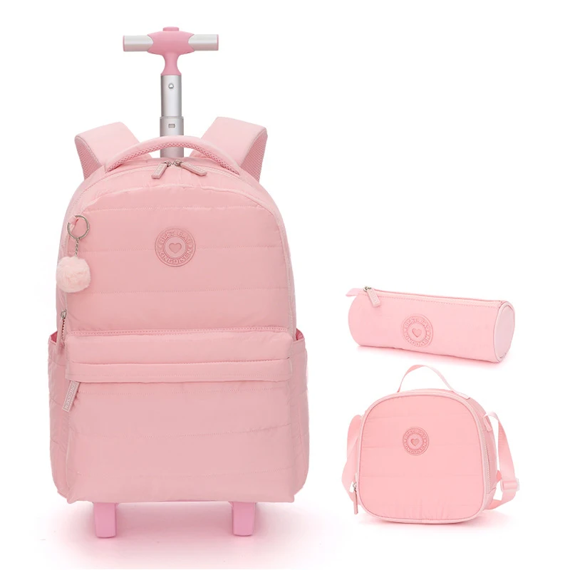 School Backpack set Rolling Backpack for Girls School Students Wheeled Backpack Trolley Bag With Wheels Travel Luggage Book Bag