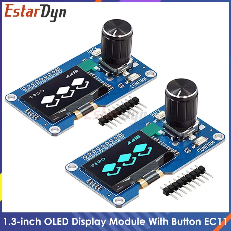 Modulo OLED Estardyn da 1,3" SH1116 Azionamento/Encoder EC11 |   Display bianco/blu |   Interfaccia I2C |   Schermo HD per progetti fai da te Arduino