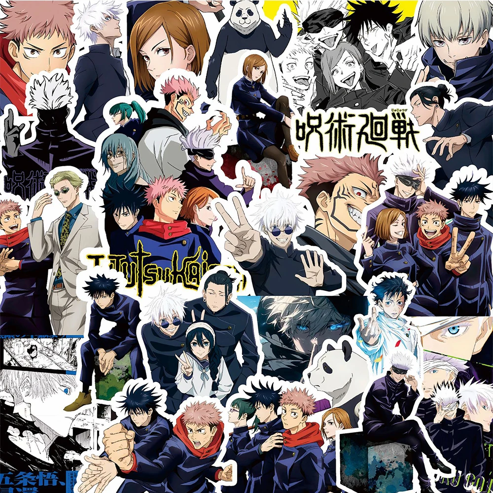 80pcs 만화 Jujutsu Kaisen 애니메이션 스티커 방수 데칼 자동차 오토바이 수하물 헬멧 어린이를위한 멋진 스티커 Classics Toy