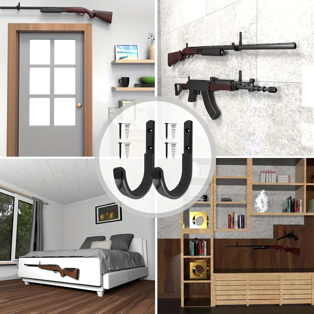 ปืน Rack เก็บปืนไรเฟิล Shotgun Hooks Wall Mount แขวนสําหรับปืนไรเฟิลปืนลูกซองธนูธนู Soft Padding และ Heavy