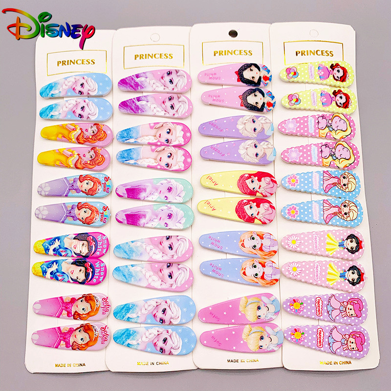 10 pçs disney hairpin congelado elsa princesa crianças impressão hairpin mickey bb hairpin kawaii acessórios de cabelo meninas presente aniversário