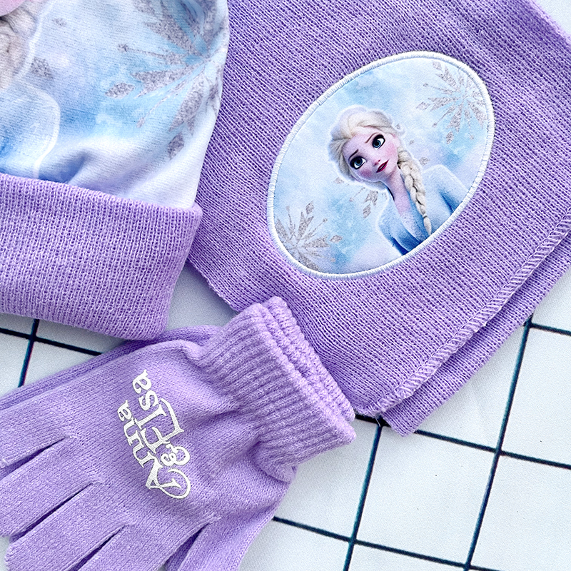 Chapéu infantil novo outono inverno elsa desenho animado chapéu cachecol luvas crianças criança menina chapéu e cachecol conjunto
