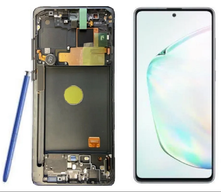 AMOLED untuk Samsung Galaxy Note 10 Lite Layar Lcd Digitizer Layar Sentuh dengan Bingkai untuk Samsung Note10 Lite N770
