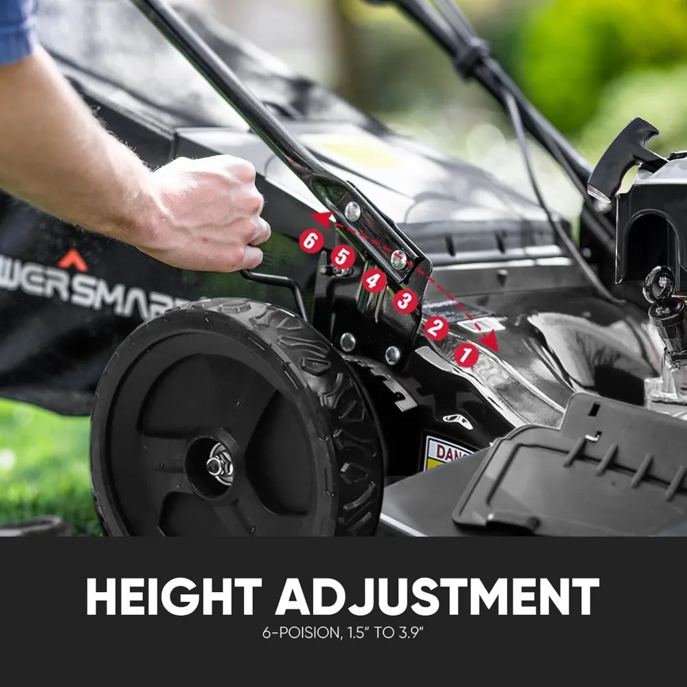 Self Propelled Gas Lawn Mower, 22 in. with 170cc OHV Engine, 3-in-1 Rear-Wheel-Drive High Wheels, Black