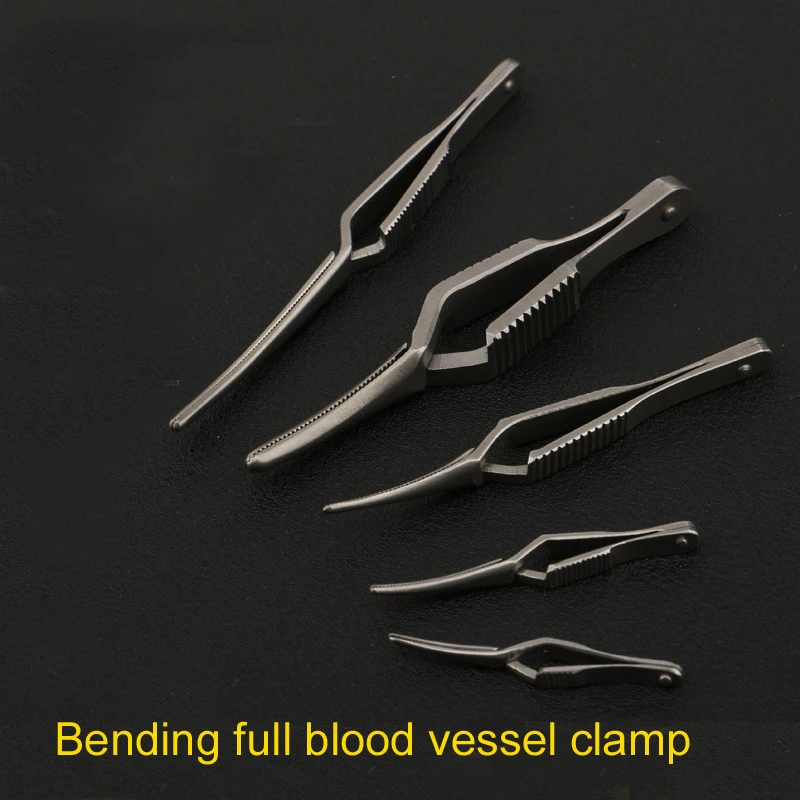 Dispositivo microquirúrgico de acero inoxidable con clip vascular arteriano, bloqueo temporal de abrazaderas de arterial y doblado recto, dientes completos