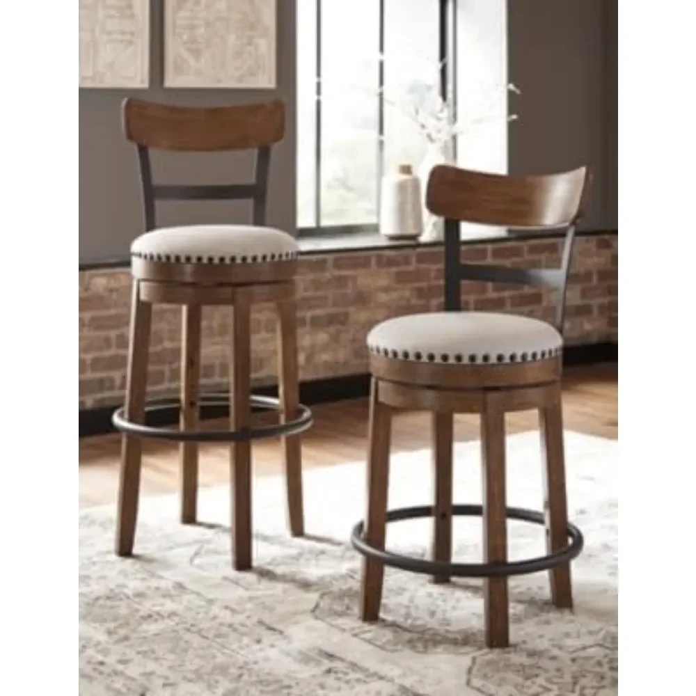 Valebeck 30" Farmhouse Pub Height Barstool, Brown