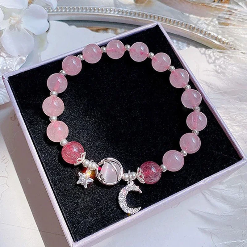 Niche Design Star CHAIN พู่สร้อยข้อมือผู้หญิงแฟนตาซีคริสตัลสีฟ้าลูกปัดเชือกสร้อยข้อมือเพื่อนที่ดีที่สุดเครื่องประดับของขวัญ
