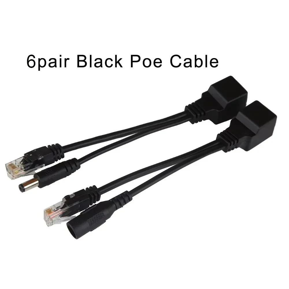 12 szt. (6 par) Adapterów POE Kabel RJ45 Injektor POE + Zestaw Rozdzielacza POE Zasilanie przez Ethernet Adapter do Kamer POE 5V 12V 24V 48V