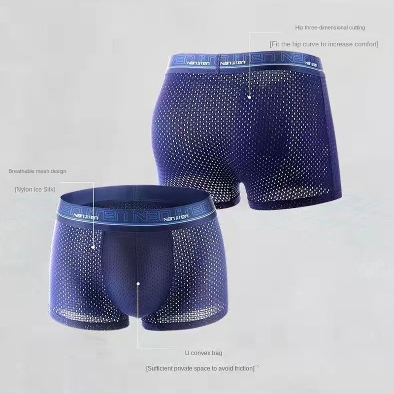 4 pezzi boxer da uomo biancheria intima di seta di ghiaccio taglie forti mutande fresche e traspiranti sexy mutandine sottili maglia lingerie lotti all'ingrosso