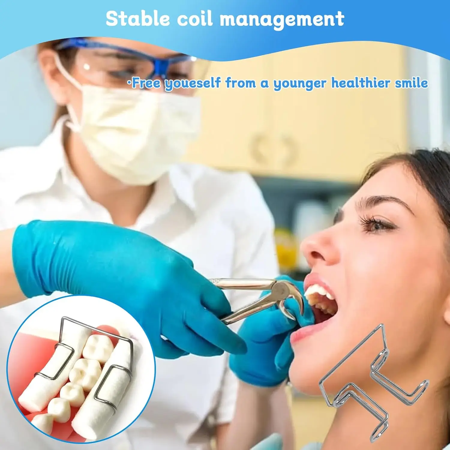 4-pack 1 mm tandheelkundige katoenen rolhouderclips, autoclaveerbare roestvrijstalen constante grip voor tandheelkundige isolatie-instrumentenbenodigdheden