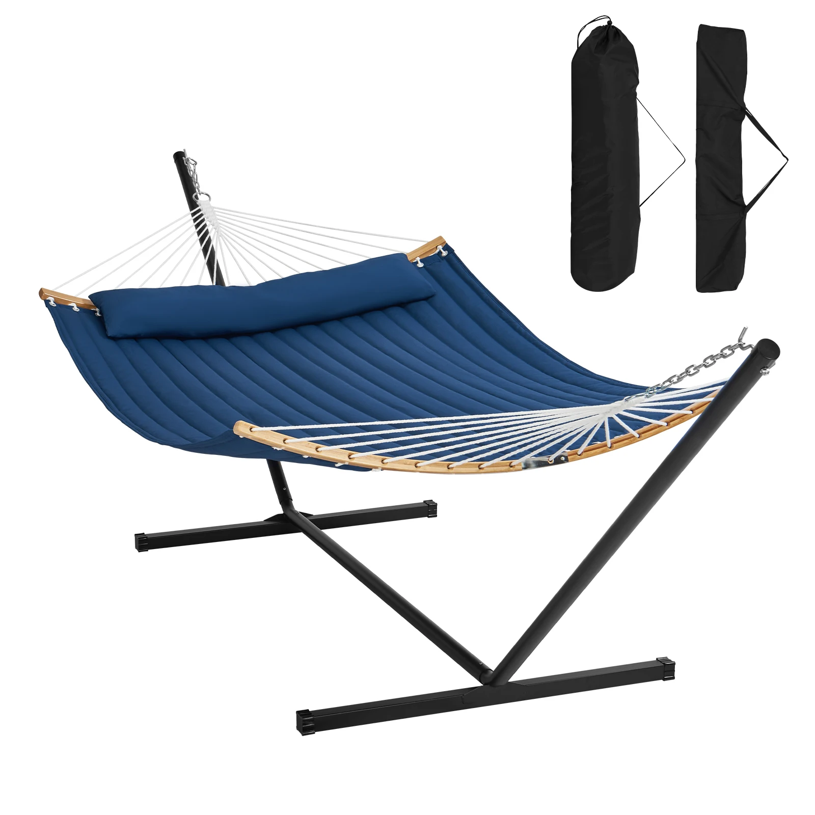 SucceBuy Amaca per due persone con supporto incluso Amaca doppia con barra divisoria curva e cuscino staccabile e borsa portatile