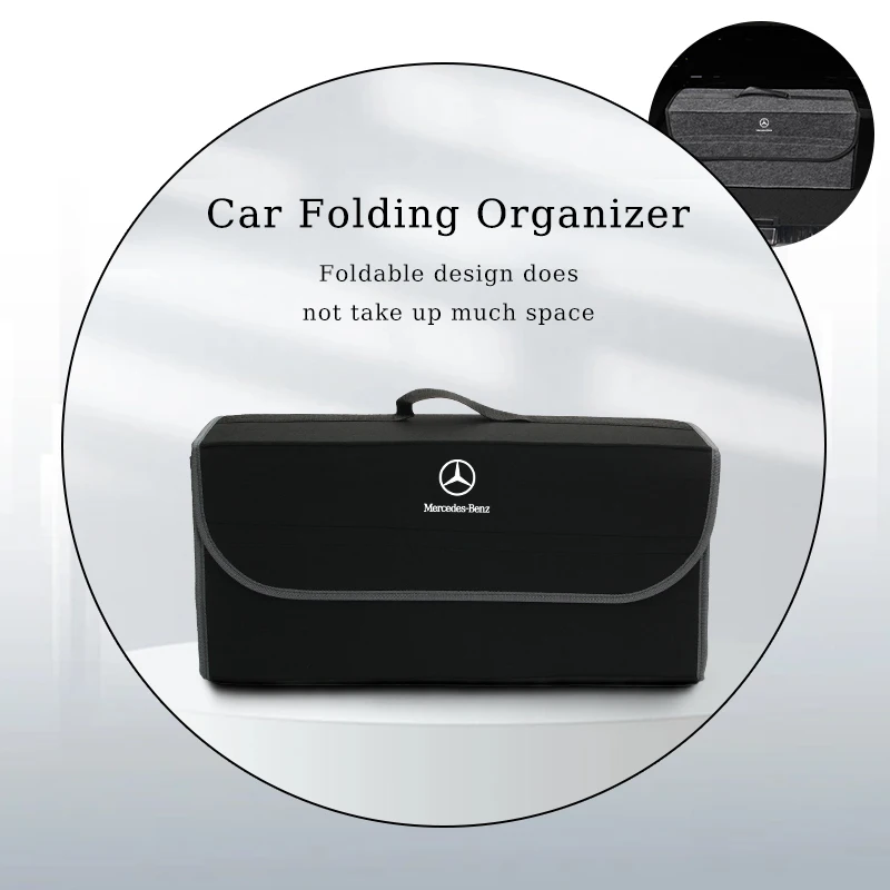 Car Trunk Storage Box Organizer Foldable Stowing Tidying Container Bag For Mercedes Benz A B C E Class W201 W210 W108 W205 W203