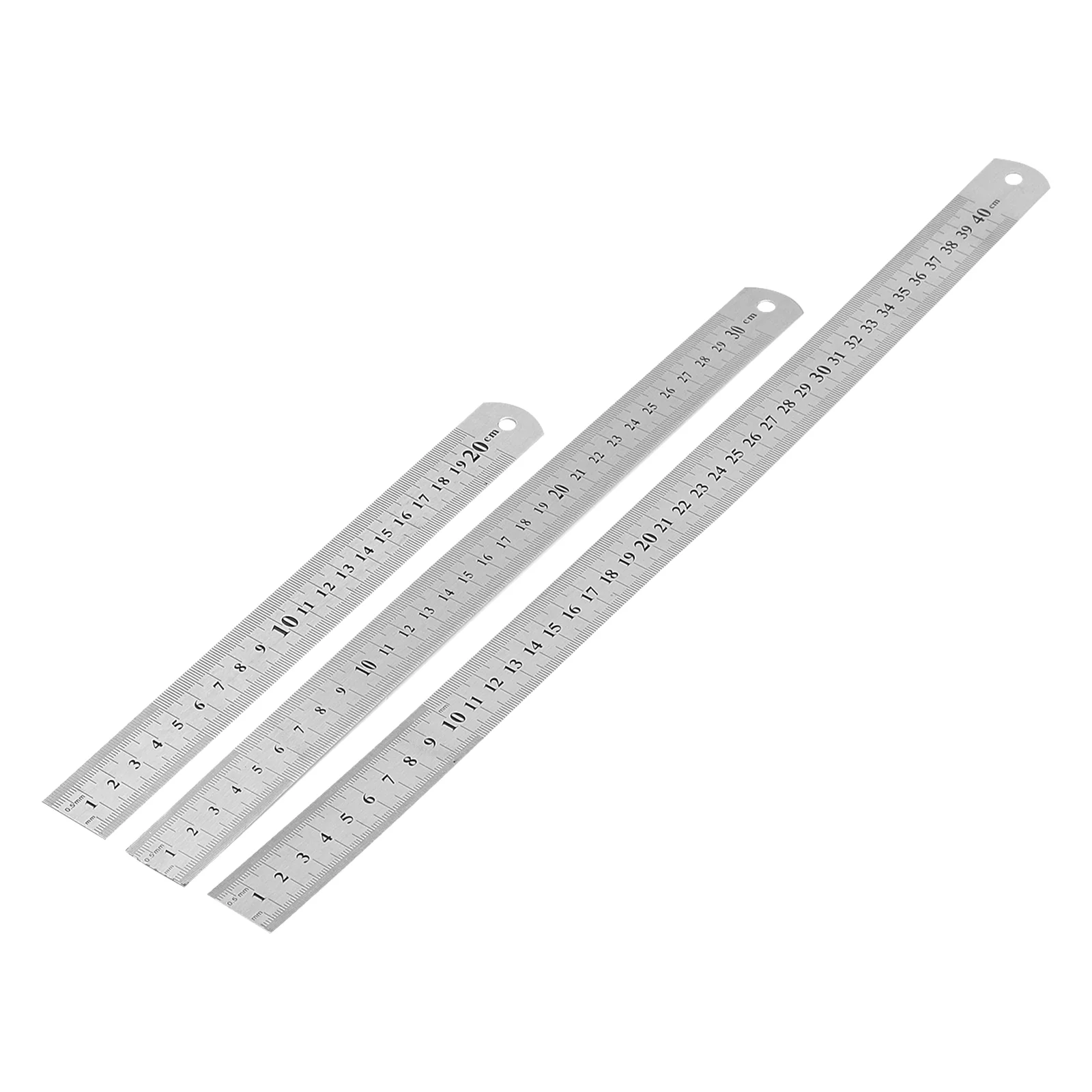3 pezzi scala in acciaio inossidabile ufficio bambino strumenti meccanici disegno tecnico righello metallo spesso di precisione