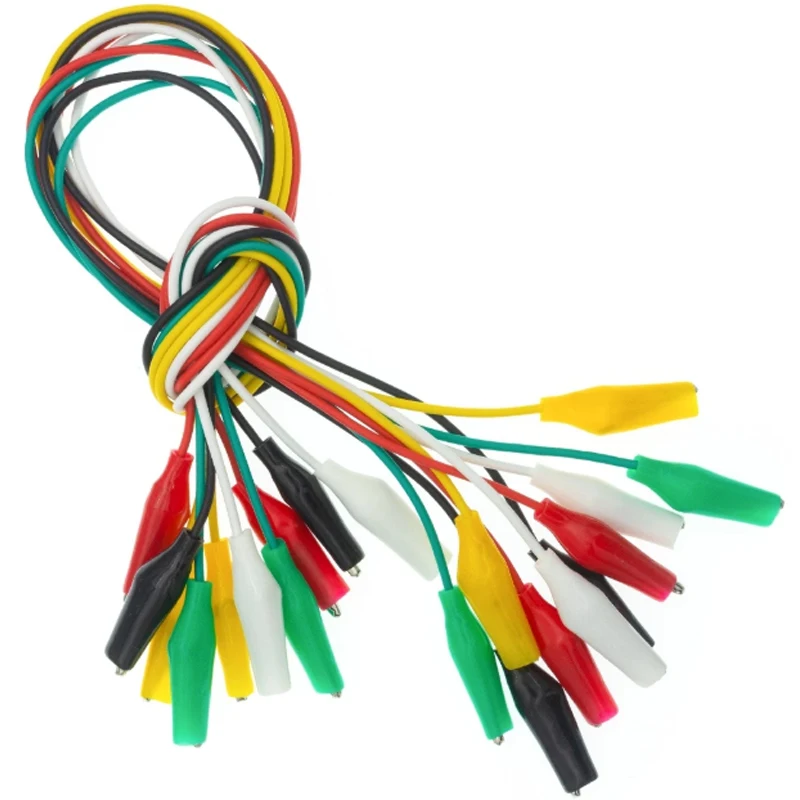 10 Uds pinzas de cocodrilo cables de prueba eléctricos DIY pinzas de cocodrilo de doble punta Clip de cucaracha cable de puente de prueba