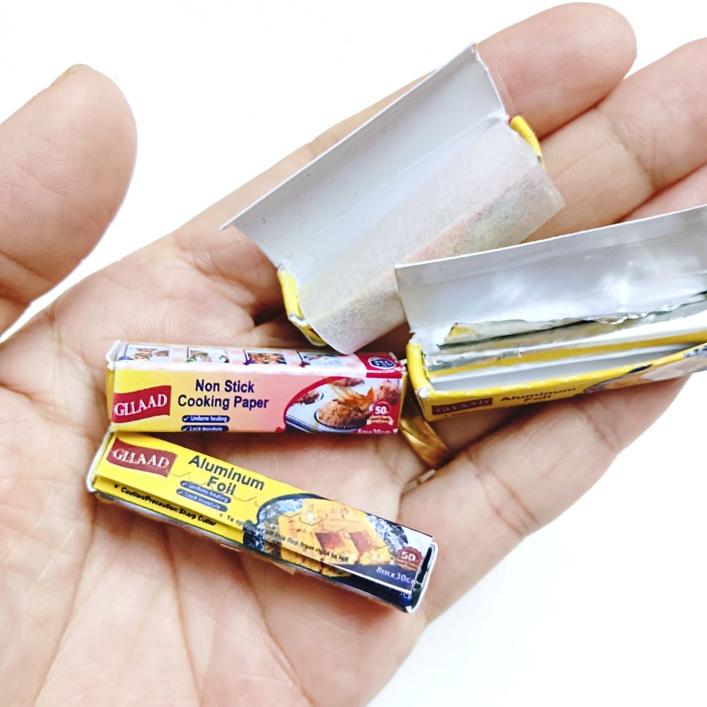 새로운 1/6 스케일 인형 집 미니어처 비 스틱 요리 종이/알루미늄 Foll 미니 Blyth BJD 인형 집 놀이 장난감을위한 음식 척