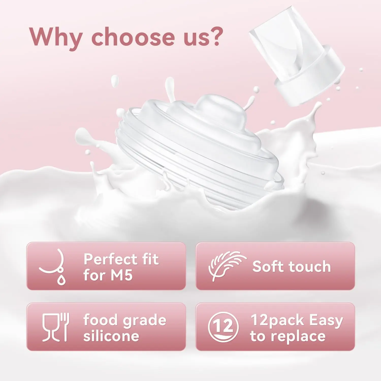 Momcozy M5 Valve et diaphragme en bec de canard en silicone pour kit de pompage du sein - Pièces de rechange pour une expression efficace du lait